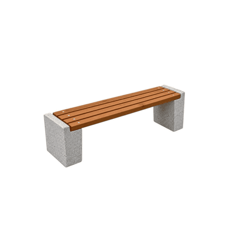 BETY Sitzbank ohne Rückenlehne aus Beton und Holz, LxBxH 1710 × 380 × 450 mm