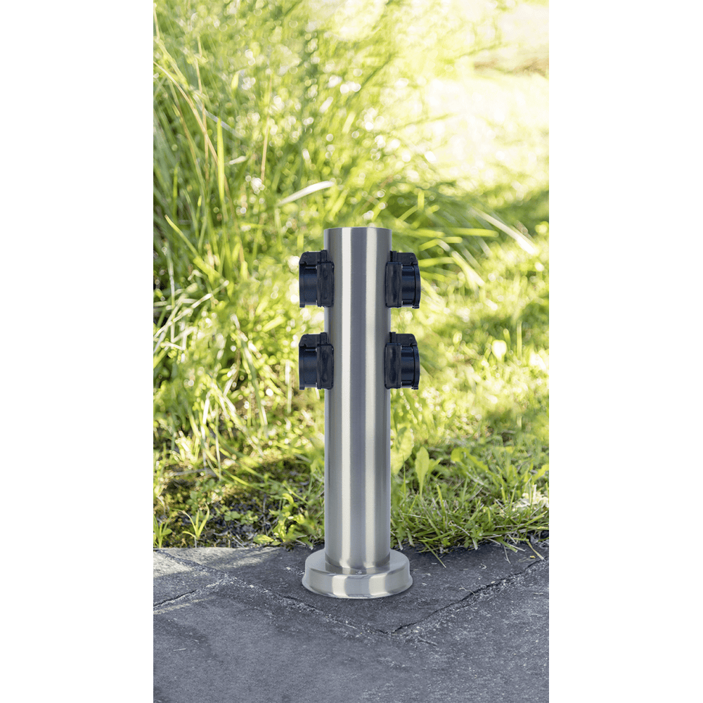 Steffen GardenLine Energiesäule Inox mit 4 x Steckdosen T13, IP55