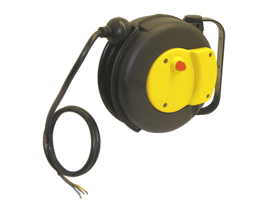 Automatischer Kabelaufroller geschlossen, schwarz, ohne Stecker