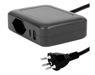 Steffen Station de recharge IQ, 1 x T13, 1 port USB-A (36 W), 1 port USB-C PD (45 W), 10 A, IP20, câble de 1.5 m, en deux couleurs
