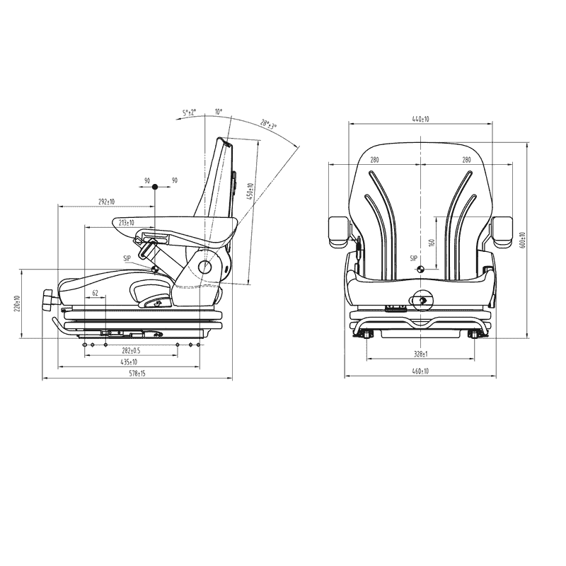 UnitedSeats MGV35 PVC, Siège ergonomique pour chariot élévateur & engin de chantier