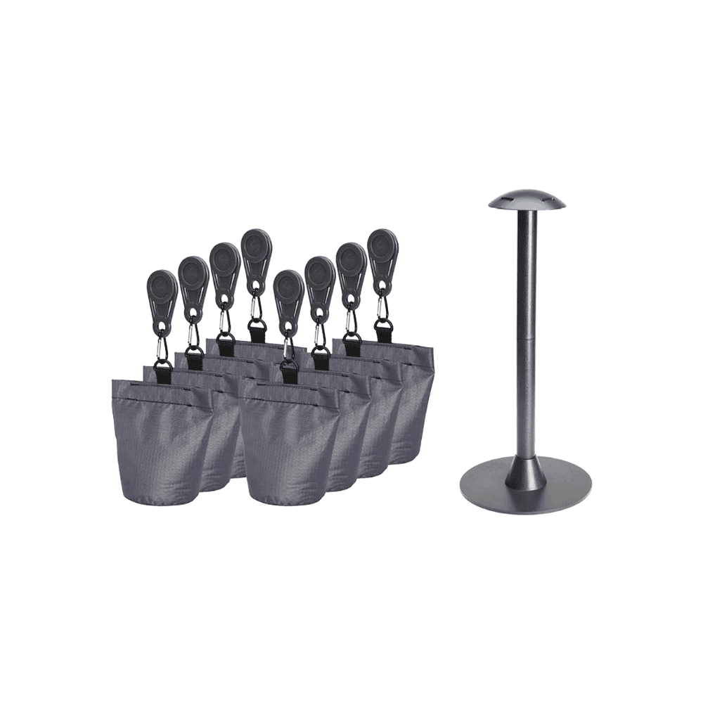 Platinum AeroCover Schutzhüllenhalter-Set 7810, Set mit 8 Sandsäcken und Stütze