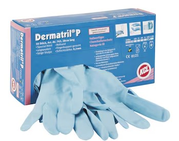 Einweghandschuhe KCL Dermatril P 743, ungepudert, blau, in diversen Grössen