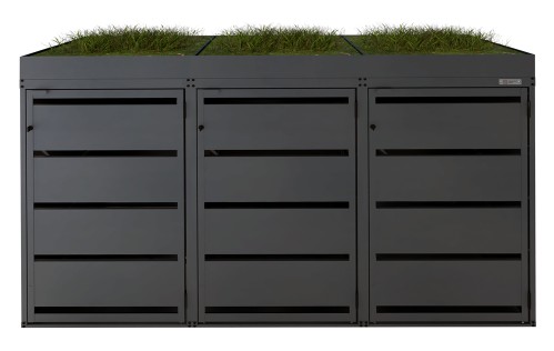 Mülltonnenbox mit Pflanzdach für 120-Liter Mülltonnen, Stahl verzinkt, in diversen Ausführungen