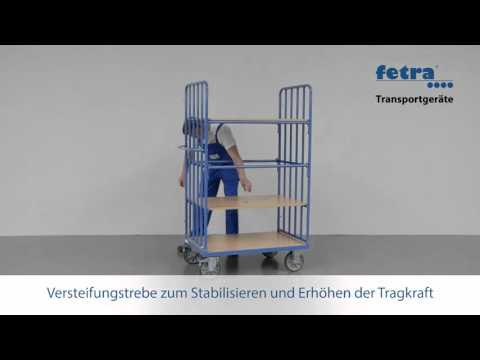 Etagenwagen mit Streben und 4 Böden in verschiedenen Grössen