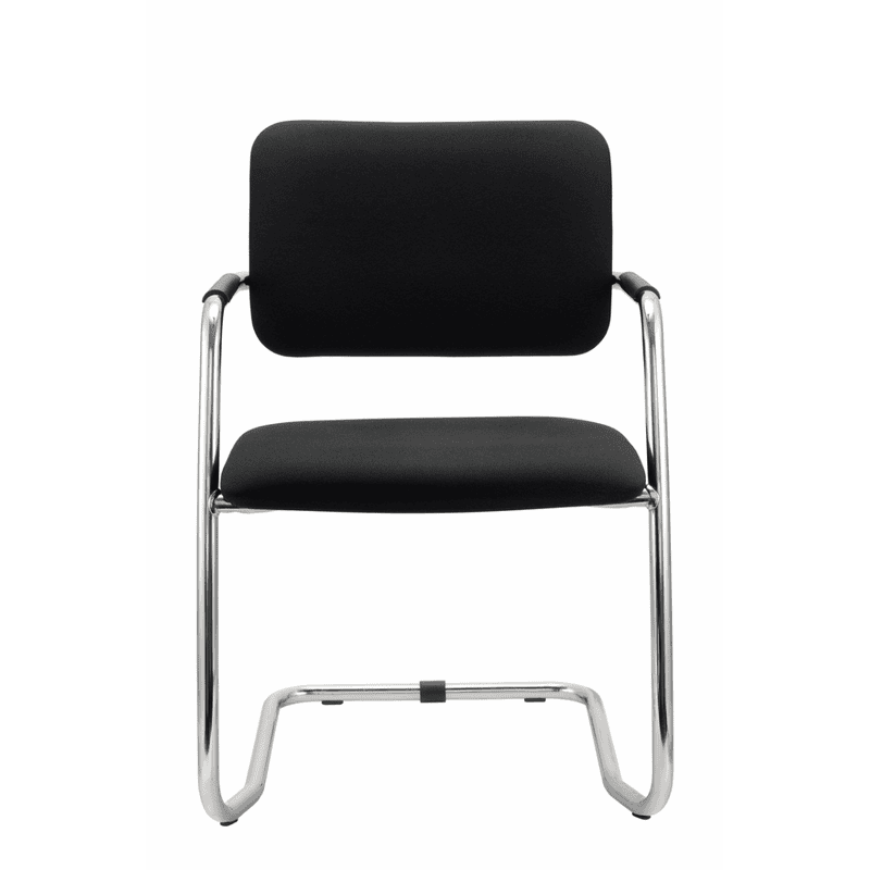 Freischwinger Konferenzstuhl mit integrierten Armlehnen 2er-Set, in schwarz