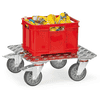 Fetra Kisten-Transportroller, mit Aluminium-Quintettblech-Plattform und Griffloch, 500 x 500 x 184 mm