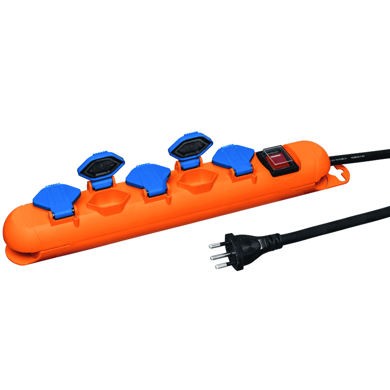 Steffen Steckdosenleiste STRONG, 5 x T13, mit Schalter, 10 A, IP21, Kabel 3 m (GdV 3x1.5mm²), orange