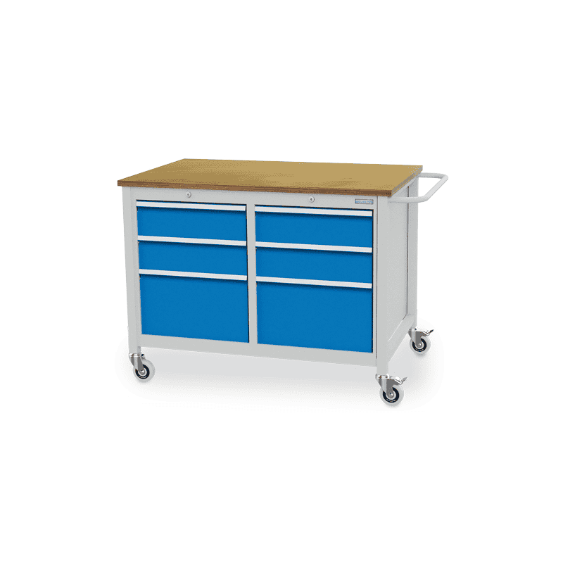 Bedrunka+Hirth Mobile Werkbank, R 18-24 , 3 Schubladen und 1 Flügeltüre, BxTxH 1250 x 750 x 935 mm