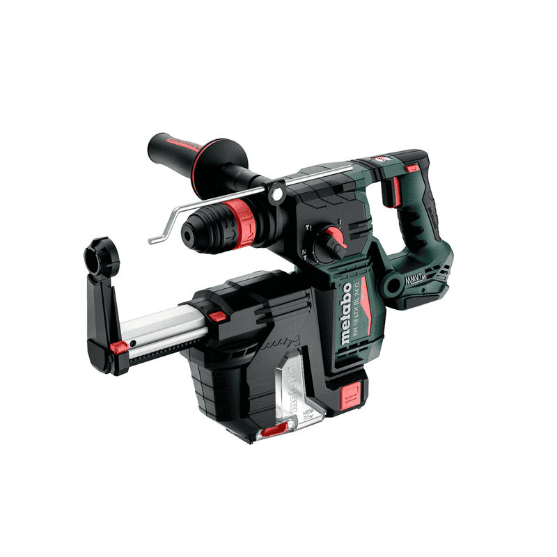 Metabo Akku-Hammer-Set KH 18 LTX BL 24 Q, 18 V (Solo) mit integrierter Staubabsaugung ISA 24 und metaBOX 185 XL