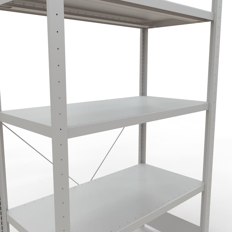 Schulte Fachbodenregal, modulares Stecksystem, einseitig nutzbar, RAL 7035 lichtgrau