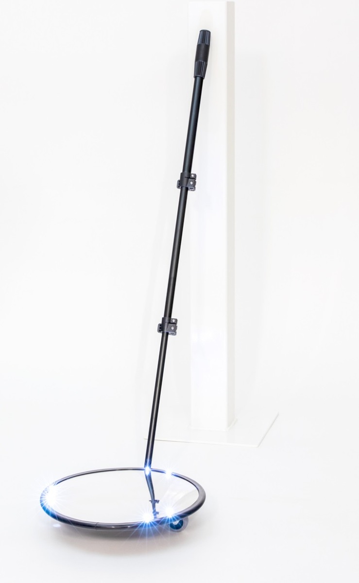 Inspektionsspiegel IS mit Licht, Rollen und Teleskoparm, rund, Acryl