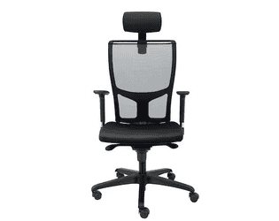 Chaise de bureau Wallstreet avec dossier respirant et appui-tête, noir