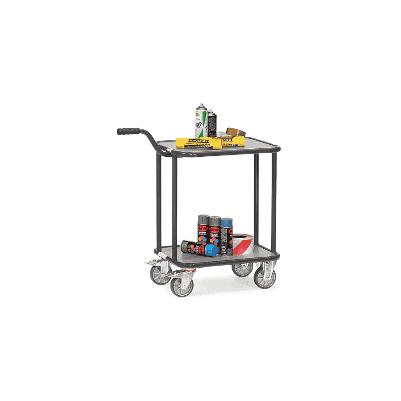 Plattformwagen mit Griff "GREY EDITION", zwei Holzplattformen, 860 x 450 mm