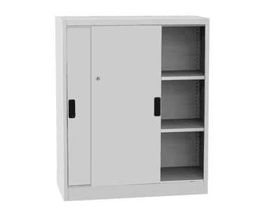 Armoire universelle verrouillable, avec deux portes coulissantes, RAL 7035