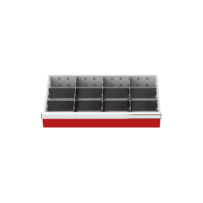 Metalleinteilung Set 11-teilig, R 24-12, Schubladennutzmass 600 x 300 mm, in 3 Blendenhöhen