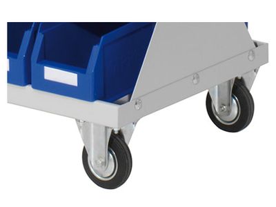 Bedrunka+Hirth Rollwagen mit 192 Sichtlagerkästen, RAL 7035, BxTxH 1000 x 500 x 1580 mm