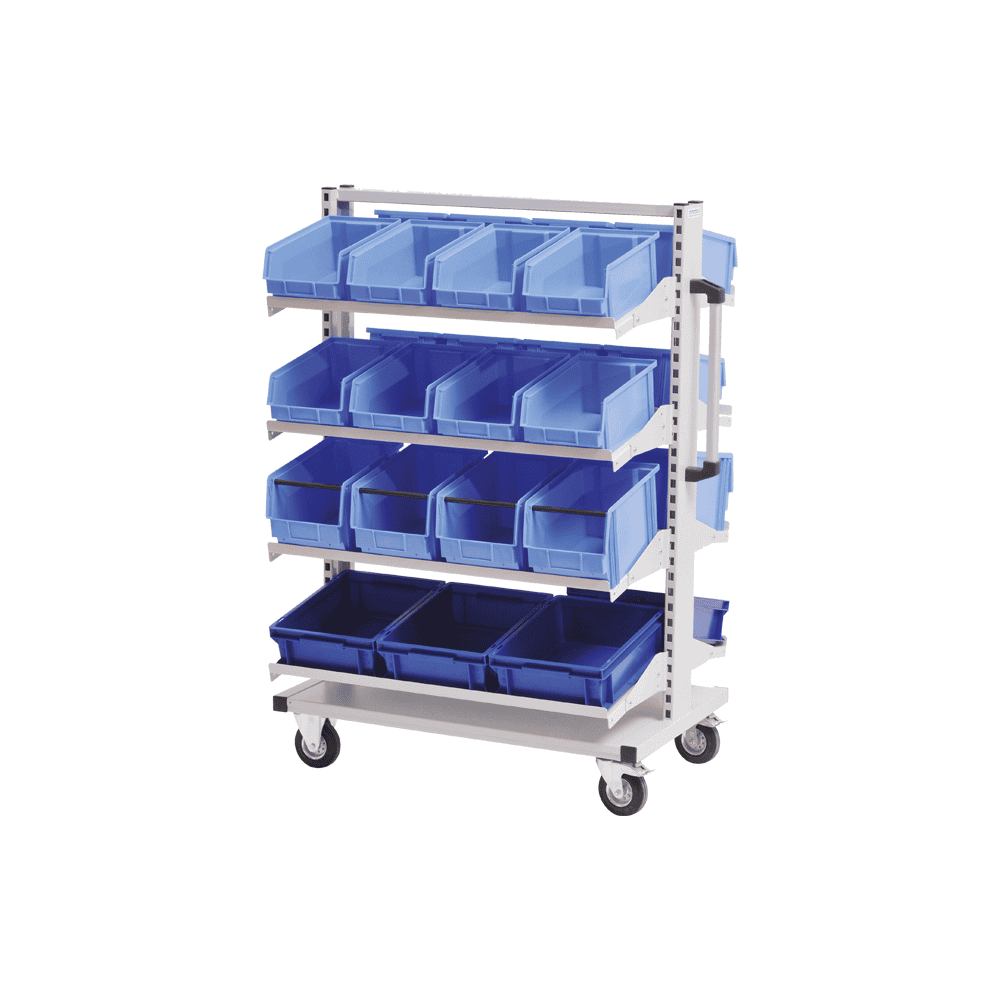 Bedrunka+Hirth Multi-Wagen, 8 x neigbarer Fachboden, 990 x 610 x 1450 mm