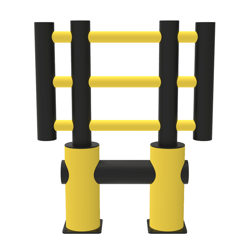 Grille de protection des machines "Kilo", hauteur 1200 mm, jaune-noir, en 3 largeurs