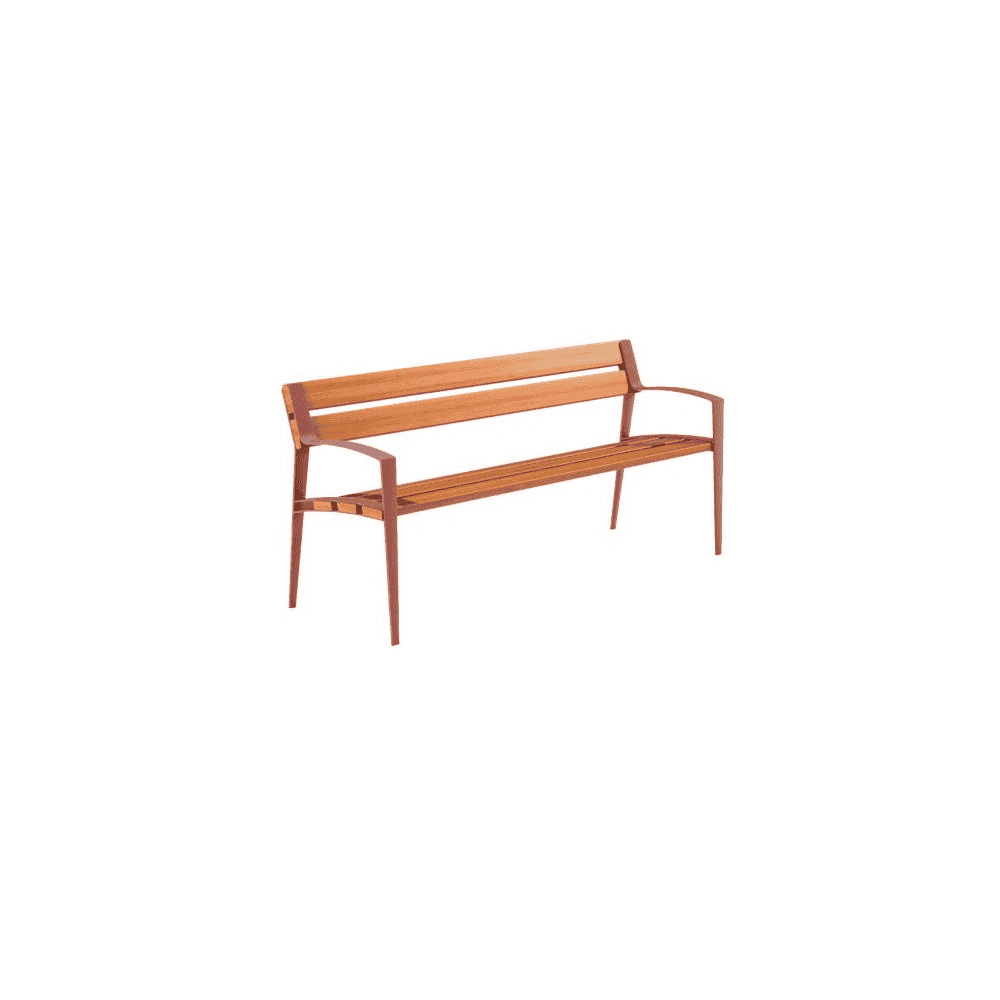 Banc public Minsk en fonte et bois, L x P x H 1800 x 570 x 800 mm, disponible en 4 couleurs