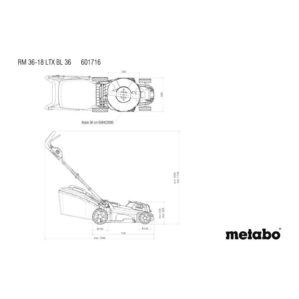 Metabo Akku-Rasenmäher RM 36-18 LTX BL 36, 18 V mit und ohne Akku