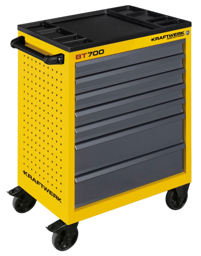KRAFTWERK BT LINE Chariot d'atelier BT700, jaune, 7 tiroirs, L x P x H 719 x 474 x 1000 mm