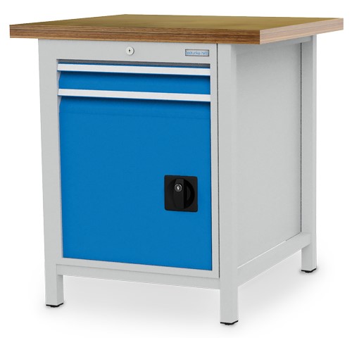 Bedrunka+Hirth établi en caisson avec 2 tiroirs et 1 porte battante, R 18-24, l x p 810 x 750 mm