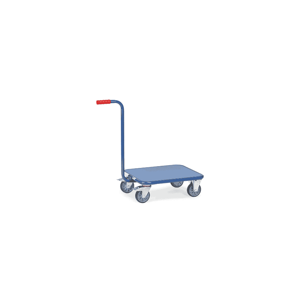 Chariot plate-forme avec poignée, plate-forme en tôle d'acier, 890 x 500 mm