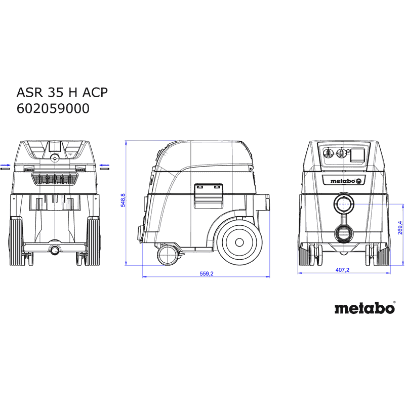 Metabo Aspirateur universel ASR 35 H ACP, 1400 Watt, avec secouage électromagnétique