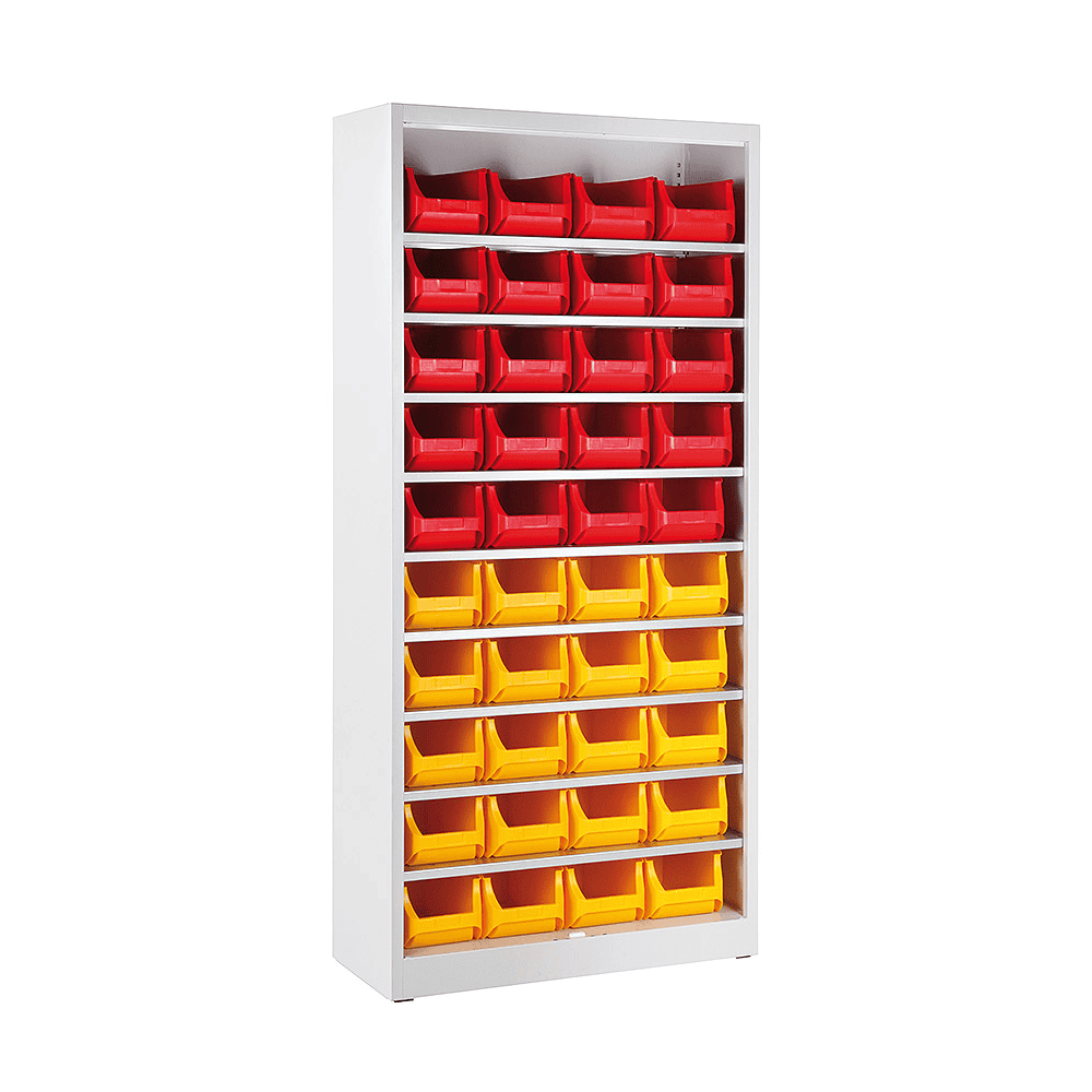 Magazinschrank mit 40 Sichtlagerkästen