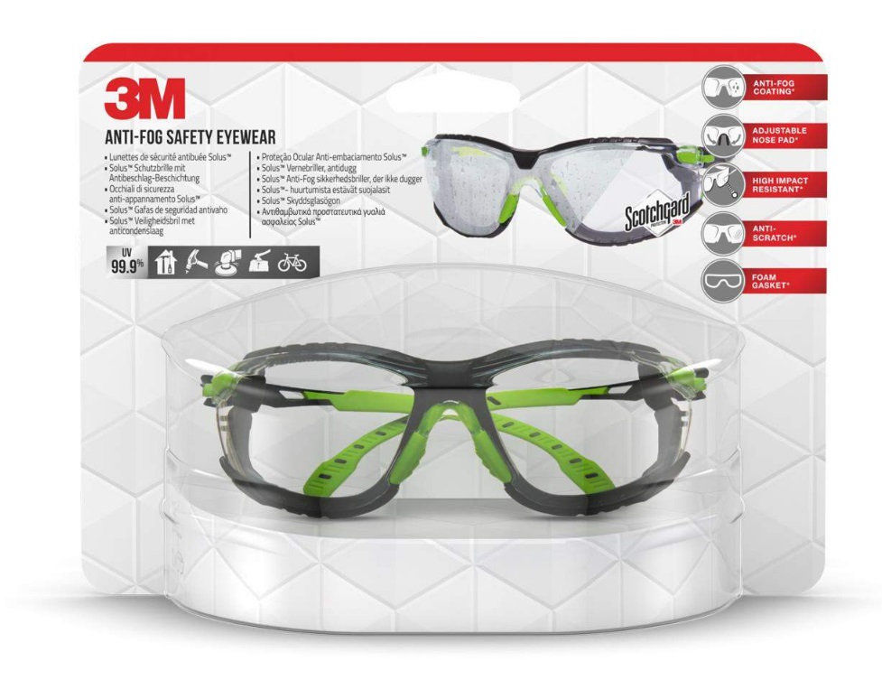 3M Lunettes de protection avec traitement antibuée Solus 1000, noir/vert, 1 pièce