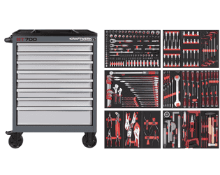 KRAFTWERK BT700 Werkstattwagen, 8 Schubladen, PRO+HT, inkl. Werkzeug, 296-teilig