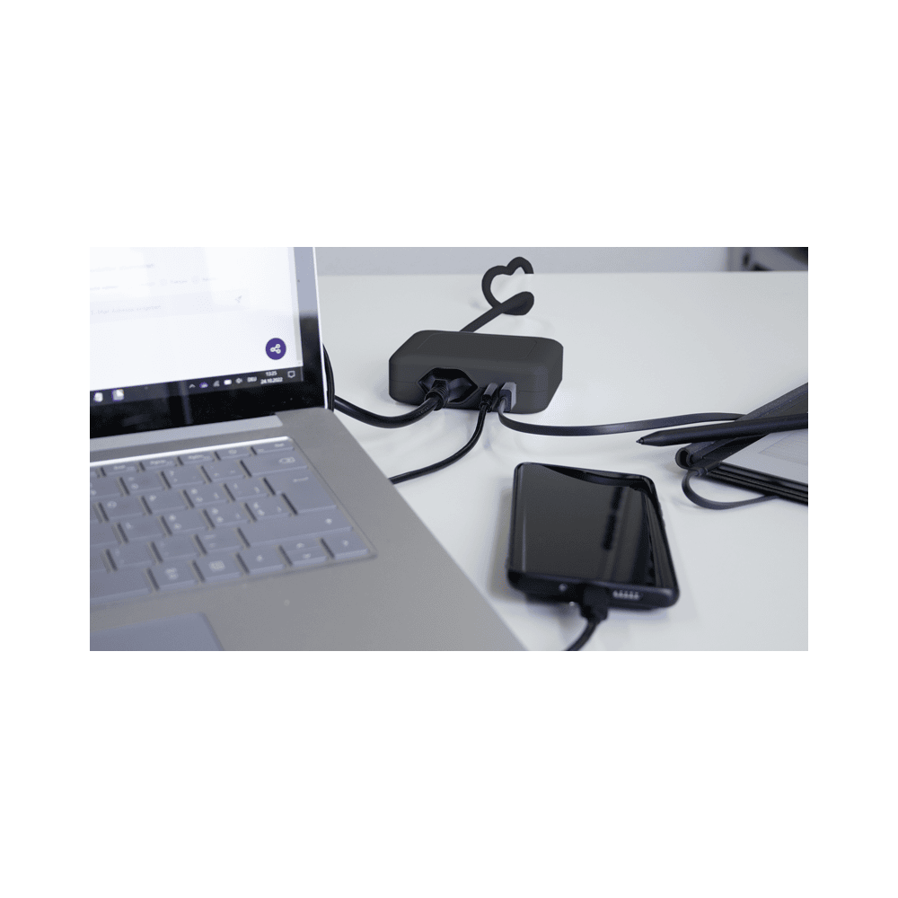Steffen Station de recharge IQ, 1 x T13, 1 port USB-A (36 W), 1 port USB-C PD (45 W), 10 A, IP20, câble de 1.5 m, en deux couleurs