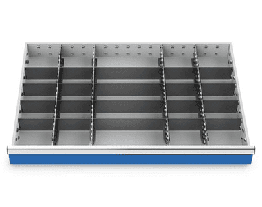 Compartimentage des métallique set 24 pièces, R 36-24, dimension utiles des tiroirs 900 x 600 mm, en 4 hauteurs de façade