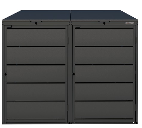 Abri pour poubelles de 240 litres, en acier galvanisé, RAL 7016, disponible en plusieurs modèles