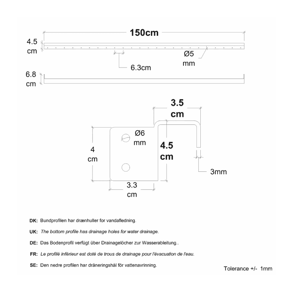 PLUS Noor Zaun aus Holz, Schwarz RAL 9005, LxBxH 1500 x 35/68 x 1780 mm