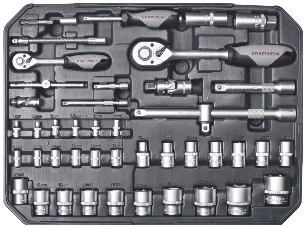 KRAFTWERK BASIC LINE Werkzeugkoffer, 1/4" + 1/2", inkl. Werkzeug, 266-teilig