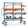 Chariot cantilever, simple face, capacité de charge 500 kg, recouvert d'un tuyau en PVC