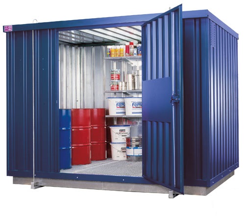 Conteneurs sécurisés avec ventilation pour le stockage de liquides inflammables en différentes versions sur demande