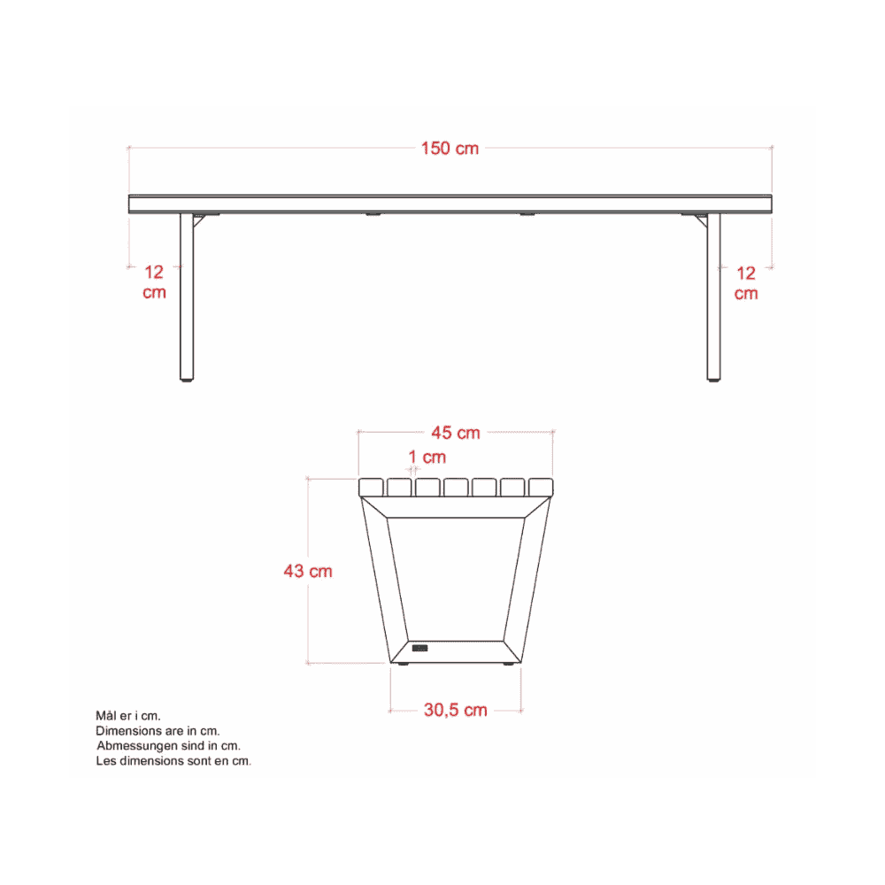 PLUS Siesta Living Banc / table, longueur 150 cm, disponible en deux couleurs