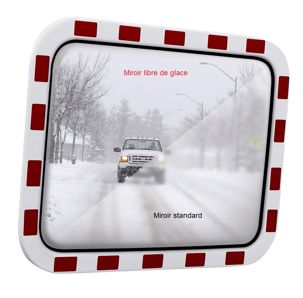 Miroir routier libre de glace, Type TM-B avec bordure rouge-blanc