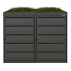 Abri pour poubelles avec toit végétalisé, pour poubelles de 240 litres, en acier galvanisé, anthracite RAL 7016, disponible en plusieurs modèles