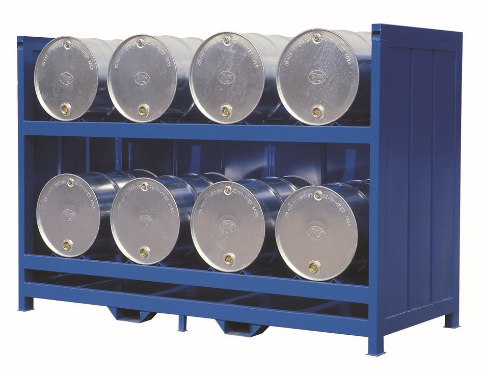 Etagère ouverte pour jusqu'à 8 fûts horizontaux à 200 l
