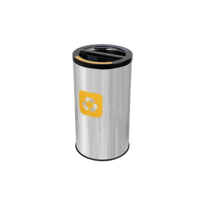 Abfalltrennbehälter Stream Double aus Edelstahl mit Trennsystem, Recycling, 2 × 35 Liter