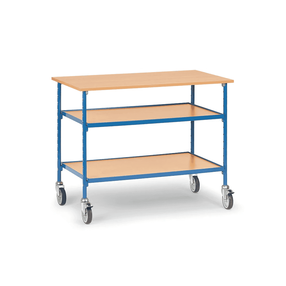 Rolltisch mit 3 Böden aus Holz
