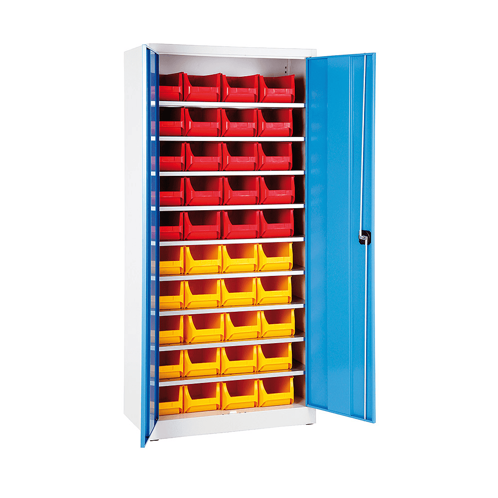 Magazinschrank mit 40 Sichtlagerkästen