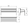Banc public Minsk en fonte et bois, L x P x H 1800 x 570 x 800 mm, disponible en 4 couleurs