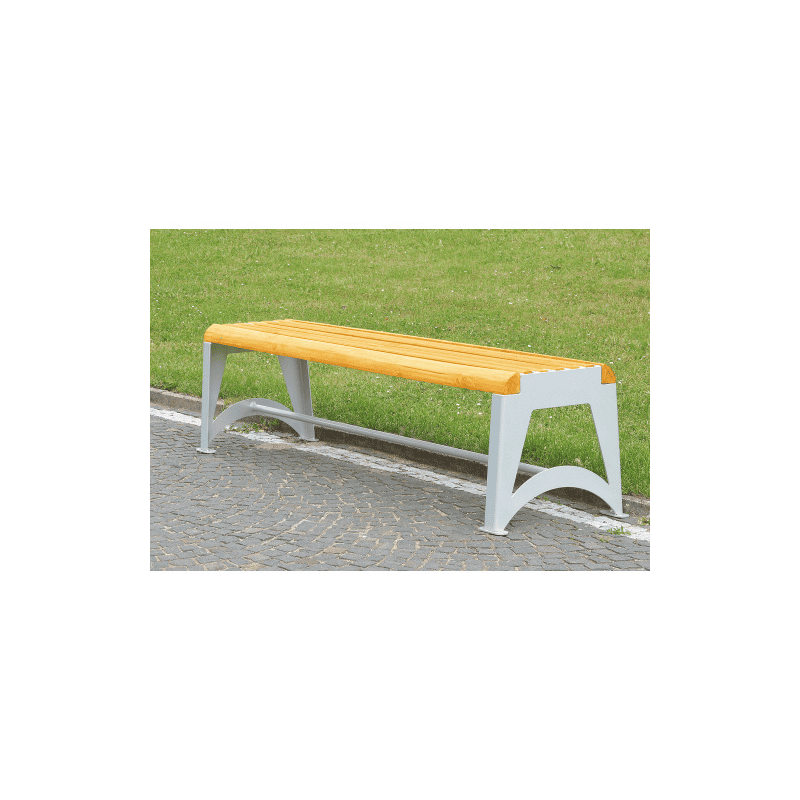 Banc de parc en bois et acier galvanisé à chaud sans dossier