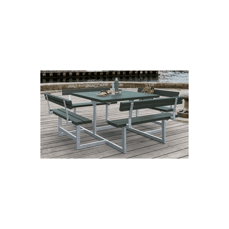Picnic Kombi-Gartenmöbel, ReTex, grün, mit Rückenlehnen, 2240 x 2240 x 760 / 450 mm