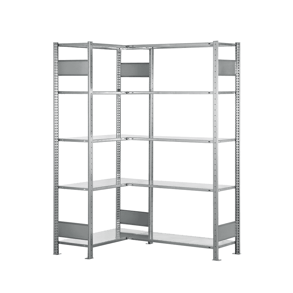 Schulte Fachboden-Eckregal, modulares Stecksystem, verzinkt oder RAL 7035